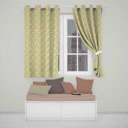 Soft Beige Poppy Floral Seamless Pattern Elegant Neutral Botanical Readymade Eyelet Ring Top Thermal 100% Blackout Curtains - thumbnail 1