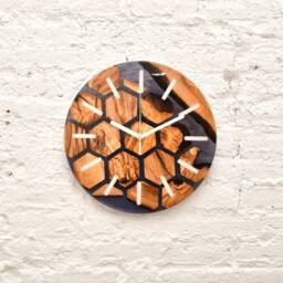 Live Edge Olive Wood Epoxy Resin Wall Clock, Unique Home Decoration