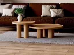 Aesthetic Nesting Coffee Table - Set Of Round Unique Wood Nesting Japandi
