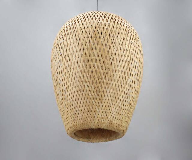 Handmade Bamboo Pendant Light Woven Lampshade, Art Decor - 13.7''x18'' - image 1