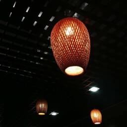 Handmade Bamboo Pendant Light Woven Lampshade, Art Decor - 13.7''x18'' - thumbnail 3