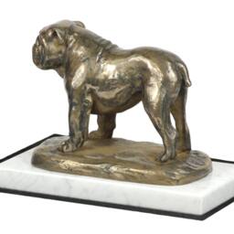 Bulldog, English Dog White Marble Base Statue, Limited Edition, Artdog. Made Of Cold Cast Bronze. Perfect Gift. Limited Edition - thumbnail 2