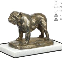 Bulldog, English Dog White Marble Base Statue, Limited Edition, Artdog. Made Of Cold Cast Bronze. Perfect Gift. Limited Edition - thumbnail 4