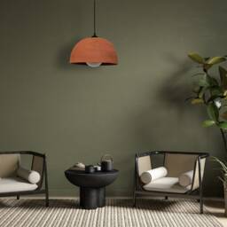 Handmade Terracotta Dome Pendant Light Modern Stoneware Chandelier - thumbnail 2