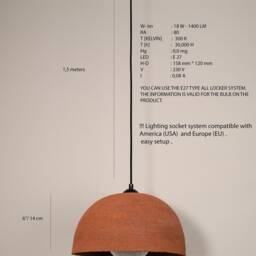 Handmade Terracotta Dome Pendant Light Modern Stoneware Chandelier - thumbnail 3