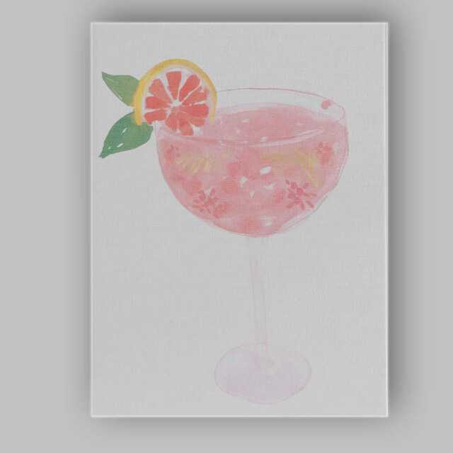Blush Pink Grapefruit Cocktail Watercolour Illustration Canvas Wall Art Print Decor Picture Ready To Hang - image 1
