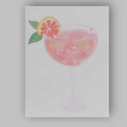 Blush Pink Grapefruit Cocktail Watercolour Illustration Canvas Wall Art Print Decor Picture Ready To Hang - thumbnail 1