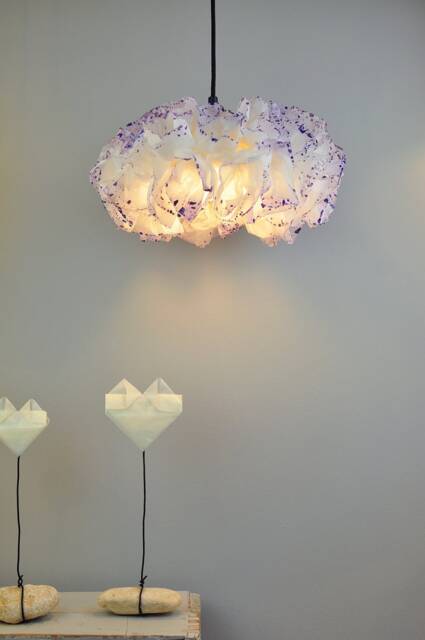 Purple Paper Lampshade Handmade Pendant Light - image 1