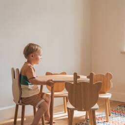 Kid Table & Chairs, Sensory With Toddler Chair, For Weaning Playing - thumbnail 3