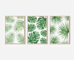 Botanical Prints - Set Of 3 Watercolour Print Monstera Tropical Leaf Palm Bathroom Plant Wall Art Green Minimalist - thumbnail 1