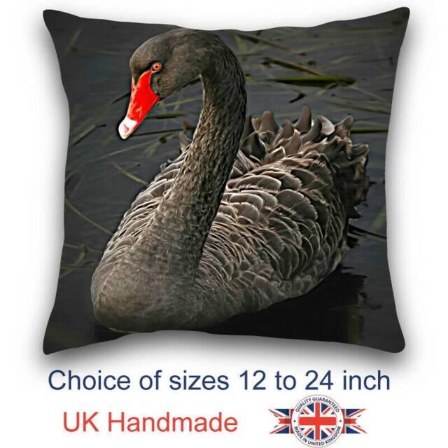 Black Swan Cushion, Choice Of Sizes, Handmade - image 1