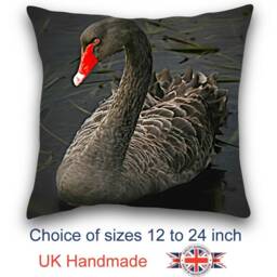 Black Swan Cushion, Choice Of Sizes, Handmade - thumbnail 1