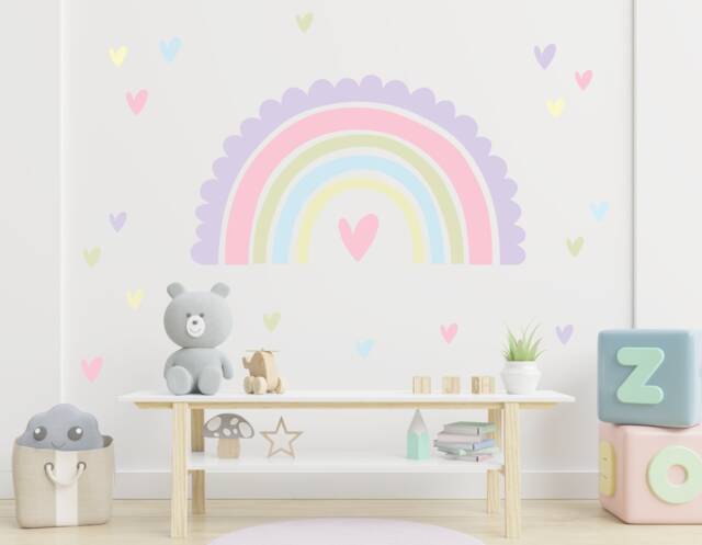 Pastel Scallop Rainbow Wall Sticker Decal - Children's Nursery Art Playroom Decor Print - image 1