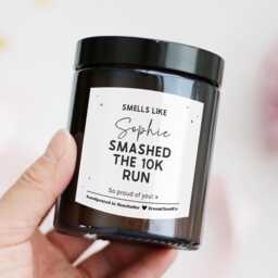 10K Runner Gift Candle - Marathon Congratulations Present 5K 10K Running For Friend Mum Dad Sister Custom Well Done - thumbnail 2