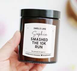 10K Runner Gift Candle - Marathon Congratulations Present 5K 10K Running For Friend Mum Dad Sister Custom Well Done - thumbnail 1