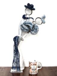 Blue & White Dance Metal Sculpture Boyfriend Gift Ooak - thumbnail 1