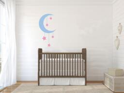Moon & Stars Vinyl Wall Decal - Nursery Kids Room Decor - thumbnail 1