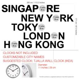 Custom Time Zones , World Clocks Workplace Wall Art Multiple Zone, Decor Wall, Not Included Skuwoclok - thumbnail 3