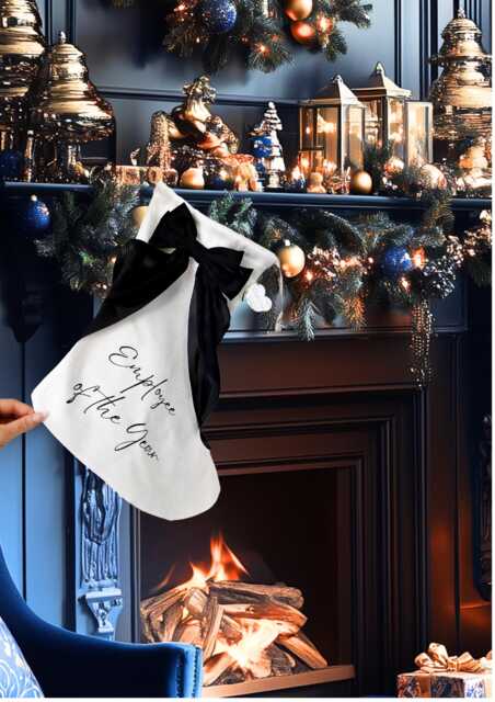 Personalised Employee Of The Year Stockings, Christmas Gifts, Bow Stocking, Work Bestie, Secret Santa Gift For Colleague - image 1