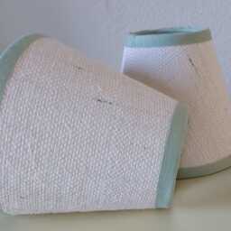 Off White Hessian Candle Clip Lampshade With Sage Green Trim - thumbnail 2