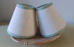 Off White Hessian Candle Clip Lampshade With Sage Green Trim - thumbnail 1