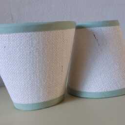 Off White Hessian Candle Clip Lampshade With Sage Green Trim - thumbnail 3