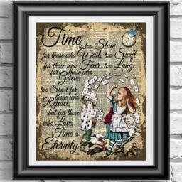 Alice in Wonderland Wall Art, Dictionary Art Print, Love Quotation, Unique Home Decor - thumbnail 1