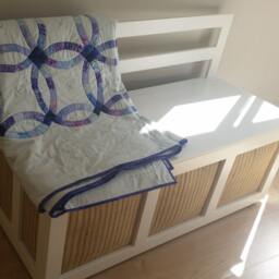 Double Wedding Ring Bedspread Quilt, Handmade Bed Quilt Cover, Patchwork Present, Anniversary Gift - thumbnail 2