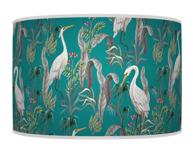 Heron Bird Lampshade - Exotic Blue Tropical Pendant Light Shade Handmade Ceiling Lamp For Jungle Or Nature Decor - image 1