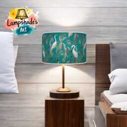 Heron Bird Lampshade - Exotic Blue Tropical Pendant Light Shade Handmade Ceiling Lamp For Jungle Or Nature Decor - thumbnail 2
