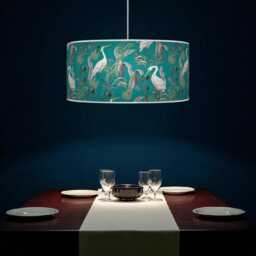 Heron Bird Lampshade - Exotic Blue Tropical Pendant Light Shade Handmade Ceiling Lamp For Jungle Or Nature Decor - thumbnail 3
