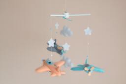 Felt Airplane Baby Mobile - Nursery Decor