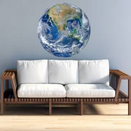 Earth Sticker - Globe Wall Decal Planet Room Decor Reusable Fabric Vwaq-Pas26 - thumbnail 1
