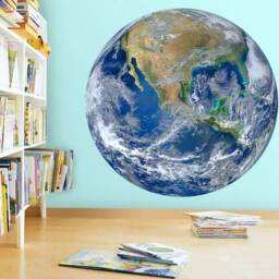 Earth Sticker - Globe Wall Decal Planet Room Decor Reusable Fabric Vwaq-Pas26 - thumbnail 2