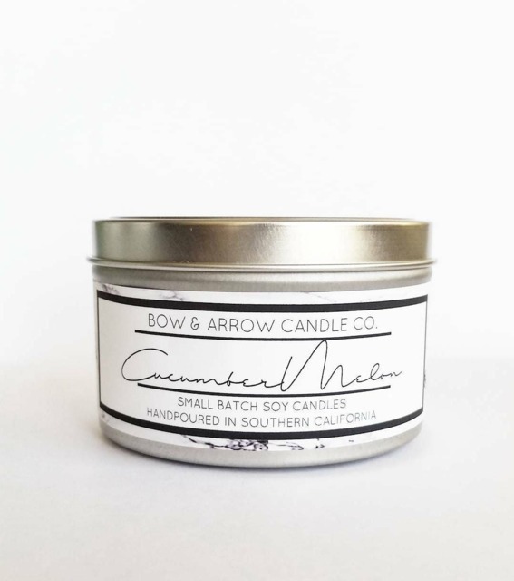 8 Oz Natural Soy Candle Cucumber Melon Scented - Tin Fruity Candle- Gift Idea - image 1