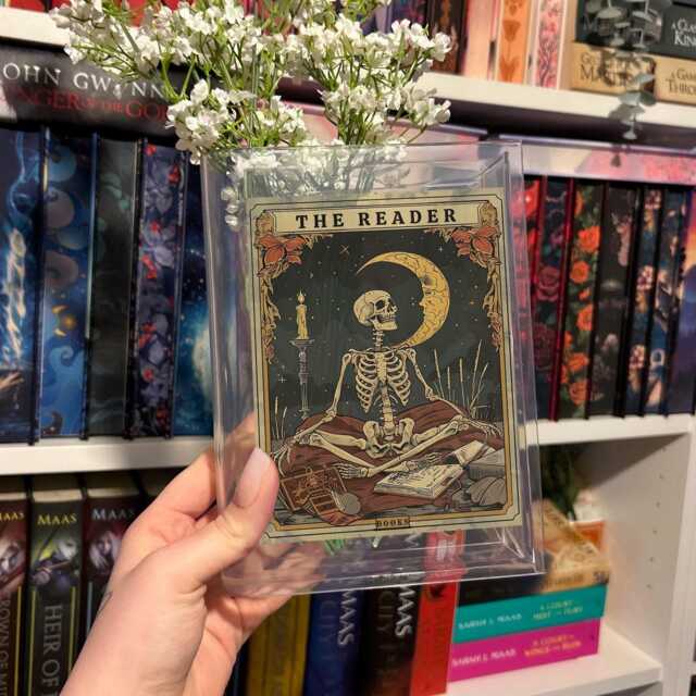 The Reader Book Vase, Gothic Shaped Flower Vase For Dark Academia Readers, Acrylic Vase, Witchy Decor, Skeleton Aesthetic - image 1