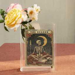 The Reader Book Vase, Gothic Shaped Flower Vase For Dark Academia Readers, Acrylic Vase, Witchy Decor, Skeleton Aesthetic - thumbnail 3