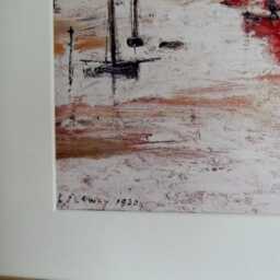 L.s. Lowry Art Print - Sail Boats Walnut Finish Frame With Mount & Textured Image - thumbnail 3