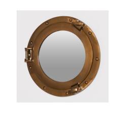Nautical Seaside Style Porthole Wall Mirror in Brass Colour Finish - thumbnail 1
