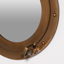 Nautical Seaside Style Porthole Wall Mirror in Brass Colour Finish - thumbnail 2