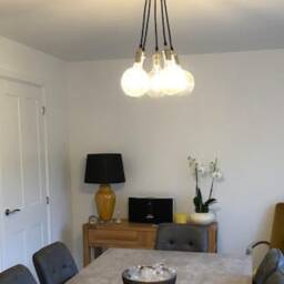 Clustered Pendant Lights - 5 Light Fixture Any Style Modern Chrome Silver Custom Hanging Led Bulbs Or Antique - thumbnail 2