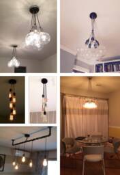 Clustered Pendant Lights - 5 Light Fixture Any Style Modern Chrome Silver Custom Hanging Led Bulbs Or Antique