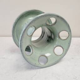 6 Hole Wide Slot Toothbrush Razor Holder Green Handmade Pottery - thumbnail 3
