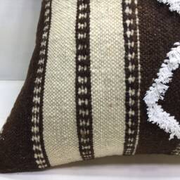 Vintage Turkish Kilim Pillow Cover, Handwoven Accent - 20x20 - thumbnail 3