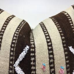 Vintage Turkish Kilim Pillow Cover, Handwoven Accent - 20x20 - thumbnail 2