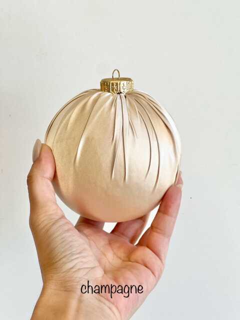 Handmade Satin Christmas Ball Ornament Champagne Holiday Decor - image 1
