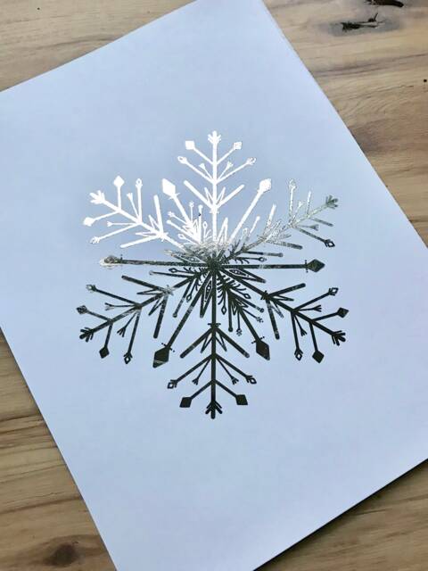 Foiled Handdrawn Snowflake Print - Gold, Rose Silver, Mint Green, Pink