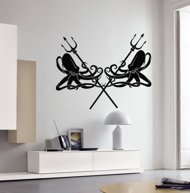 Octopus Vinyl Wall Decal Marine Trident Kraken Ocean Style Stickers Mural - #2723Da - image 1