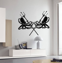 Octopus Vinyl Wall Decal Marine Trident Kraken Ocean Style Stickers Mural - #2723Da - thumbnail 1