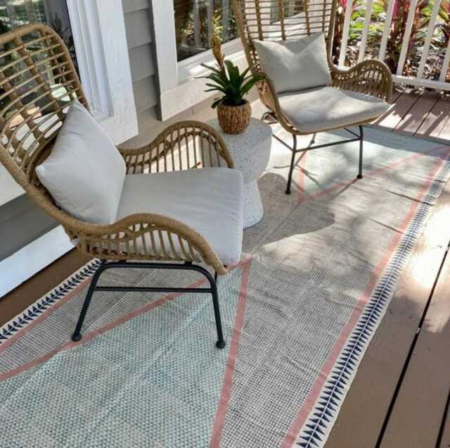 Hand Block Printed Cotton Runner Rug Blue Hallway Stair - image 1